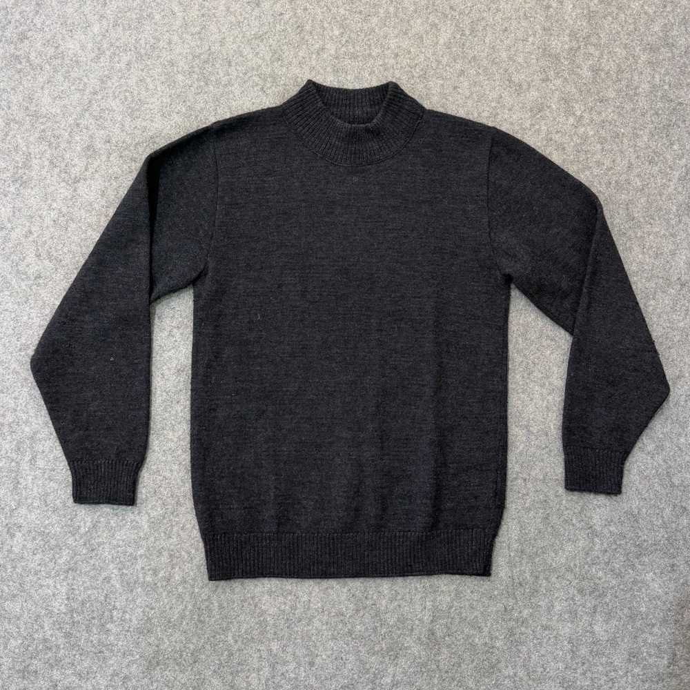 Pendleton Vintage 80s Charcoal Gray Mock Neck Wool Sweater Women's Size Petite